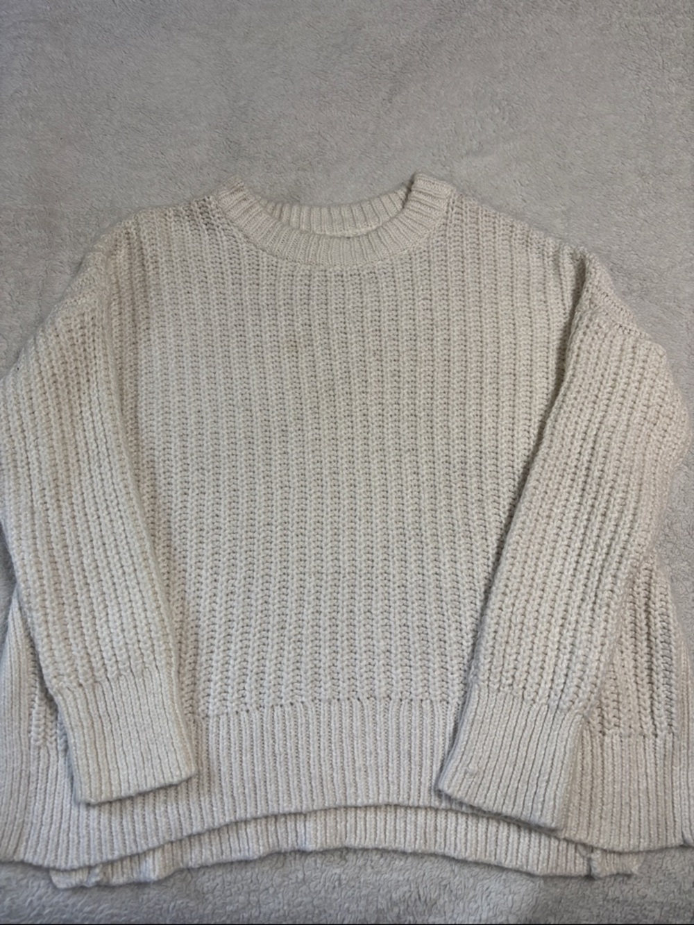 Aerie Cream Chunky Knit Crewneck Sweater Women’s Size XS